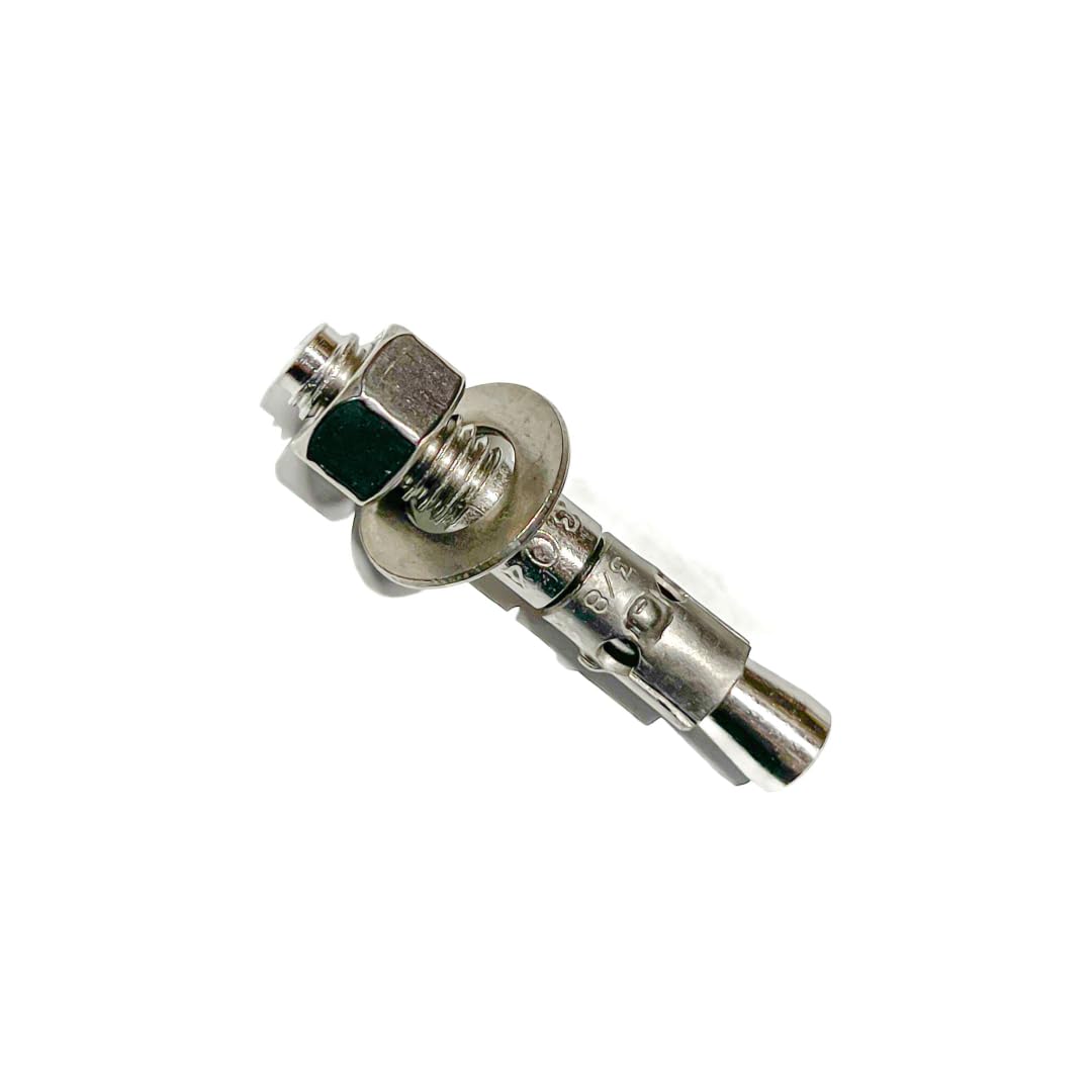 Mighty Fasteners Wedge Anchors – Heavy-Duty 304 Stainless Steel Expansion Bolts for Concrete & Masonry, Rust-Resistant & Durable - 3/8" X 2-1/4" - 10