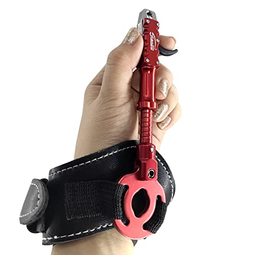 Xxiaojun Adjustable Wristband Release, Index Finger Release, Composite Bow, 360 Degree Rotatable Jaws, Automatic Closure, Bow And Arrow Archery Accessories, Archery Release Aids (Red) #TOP3