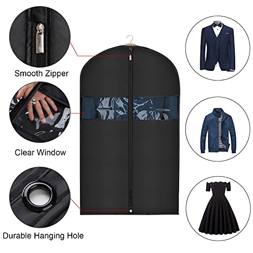 Image of Univivi 16 Pack Suit Garment Bag for Men, 40-Inch Suit Cover Bag Garment Bag for Multiple Suits for Closet Storage with Clear Window for Suit Jacket, Skirt, Shirt and Coat, Black, UN0755