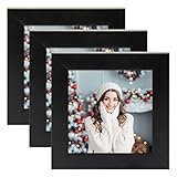 Golden State Art, Smartphone Instagram Frames Collection, Pack of 3, 4x4-inch Square Photo Wood Frames, Black