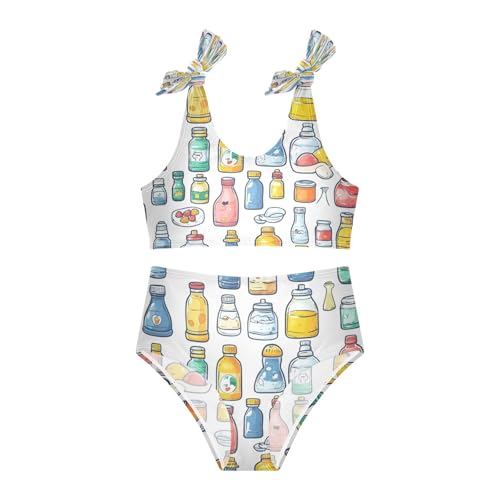 Boccsty Colorful Bottle Fruit Girls Tankini Swimsuit Kids Bikini Sets 2 Pcs Bathing Suit 3T3