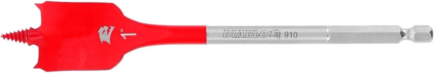 Diablo Spade Bits for Wood - Speed-TIP Design - Curved Paddle - 1 Diameter، 1/4 Hex Shank، 6 Length، 2-Pack - DSP2130-P2