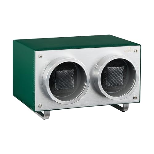 Image of MOZSLY Double Watch Winder for Automatic Watches with Quiet Motor 12 Rotation Mode Setting AC Adapter or Battery Powered PU Leather