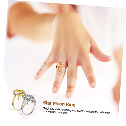 Bagues 2 pièces zircon hypoallergénique éclatant design étoile lune