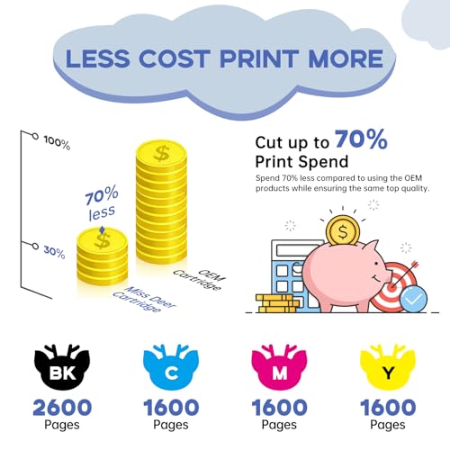 Image of Miss Deer PGI-2200XL Ink Cartridges for Canon PGI-2200 2200XL Ink | Work with Maxify MB5020 MB5320 MB5120 iB4120 and iB4020 Printers,8-Pack