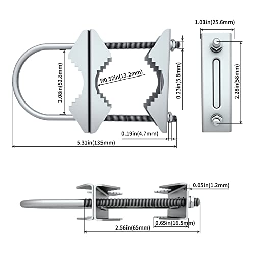 Pole Clamp Double U-Bolt Pipe Clamp Fixed Stainless Steel Antenna V Jaw Bracket For Tv Cb Ham Antenna Double Antenna Mast Mount Bracket, Starlink Mounting Kit, Pack Of 2 #TOP1