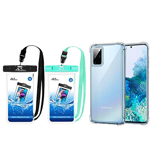 MoKo Compatible with Samsung Galaxy S20 Plus Case, with [2 Pack] Waterproof Phone Pouch, Underwater Waterproof Cellphone Case Dry Bag with Lanyard Armband