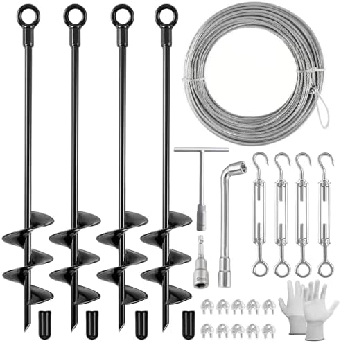 Fabulas 4 Pack 18" Ground Anchors Shed Anchor Kit with 50ft Galva...