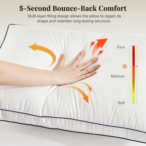 Goose Feather and Down Pillows Standard Size Set of 2, Luxury Bed Pillows — view 4