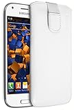 mumbi ECHT Ledertasche für Samsung Galaxy Ace 4 Tasche Leder Etui weiss (Lasche mit Rückzugfunktion Ausziehhilfe)