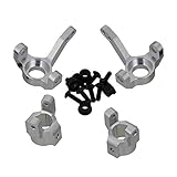 Mxfans Silver Al. Upgrade Parts SCX0002 C-Hub Carrier & AX30496 Steering Hub Carrier(L/R) Replacement for AXIAL RC1:10 Off Road Car Pack of 2
