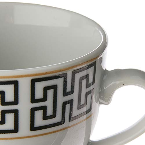 Cj 6 Xícaras P/chá C/pires De Porcelana Egypt 180ml Lyor Preto E Branco No Voltagev