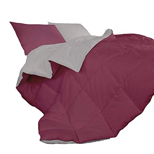 IlGruppone Piumino Invernale Caldo piumone 3 Misure Double Face Microfibra Anallergico - Bordeaux/Panna - 2 Piazze