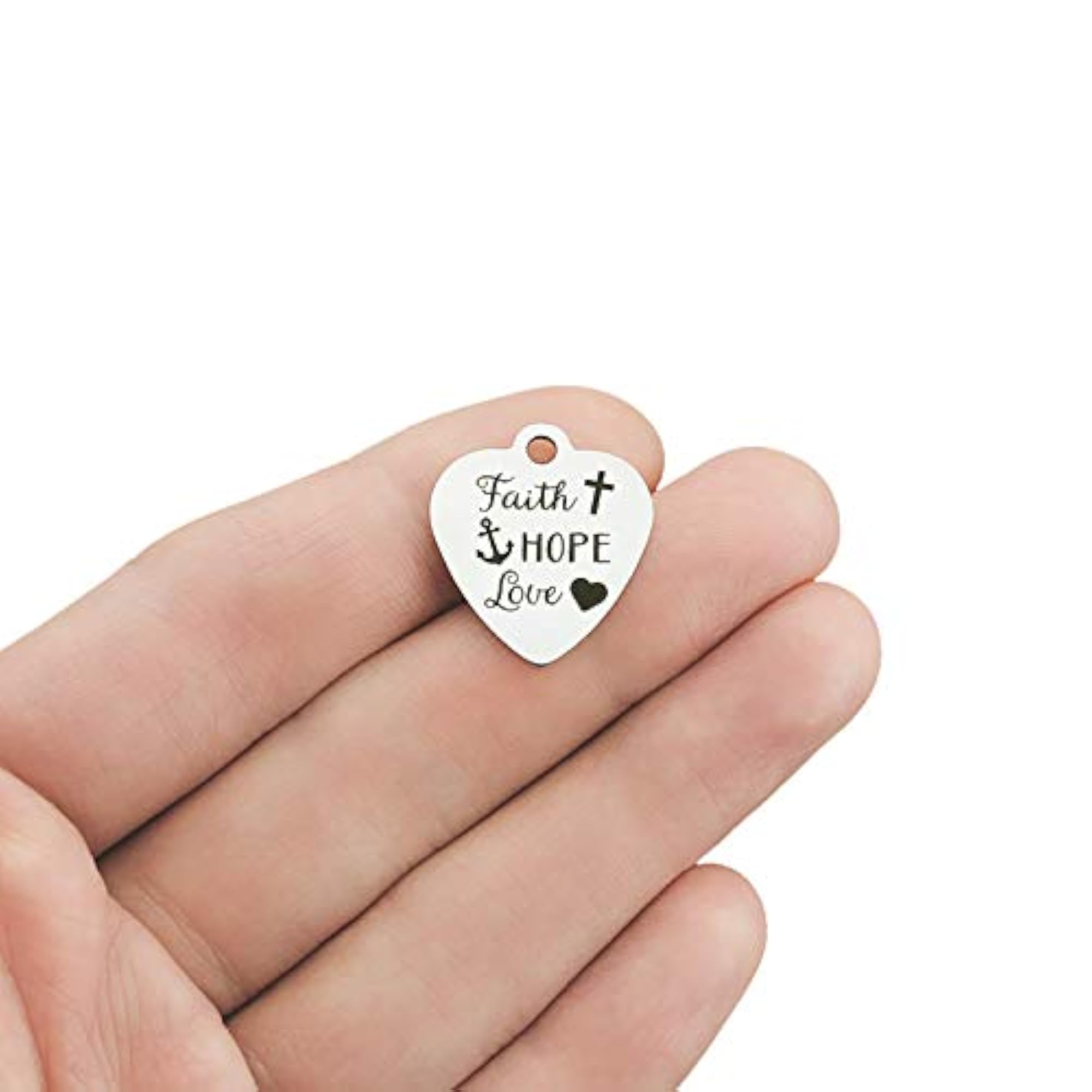 Heart Safety Necklace Charm, 925 Sterling Silver