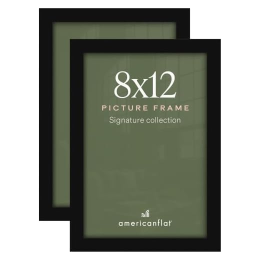 Americanflat 8x12 Picture Frame in Black - Composite Wood with Shatter Resistant Glass - Horizontal and Vertical Formats for Wall and Tabletop(2 Pack)