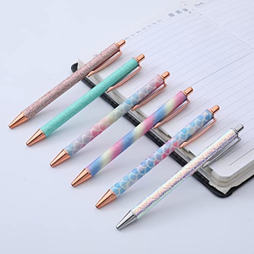 Oddmoal Fun Sparkle Fancy Ballpoint Pen For Women, Cute Sparkly Click Metal Pens, Retractable Multicolor Pen For Journaling & School, Black Ink, 12 Count(Mixed Color) #TOP1