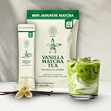 The Harmony Matcha Vanilla (10 Sticks) Premium Sweetened Japanese Matcha Powder, Rich in Antioxidants & L-Theanine, Dairy, Gluten, & Preservative Free, Serve Hot or Iced