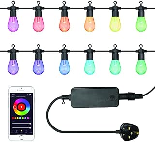 Long Life Lamp Company 12 LED Smart Festoon Lights RGB App Controlled Outdoor Colour Changing String Lights Mains Powered 10 metres WFFL01