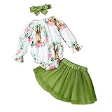 Baby Jungen Sommer Kleidung Ostern Kleinkind Neugeborenes Baby Mädchen Langarm Cartoon Strampler Tops Tüll Kleid mit Stirnbändern 3 STÜCKE Outfits Set Baby Body Mit Spitzenkragen