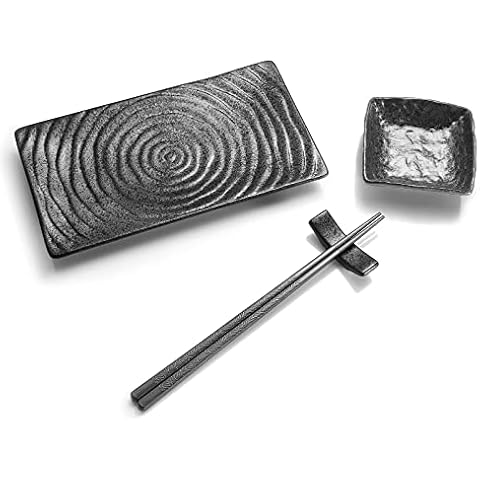 Youda Juego de Platos de Sushi de cerámica Japonesa de 4 Piezas Cover