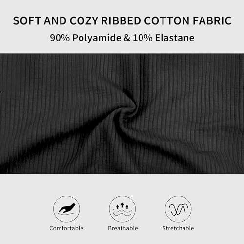 Image of 6 Pack Women's Ribbed Cotton Thongs High Waist Panties Underwear | GAREDOB 6 Pack Women's Ribbed Cotton Thongs High Waist Seamless Panties Plus Size High Rise No Show Underwear