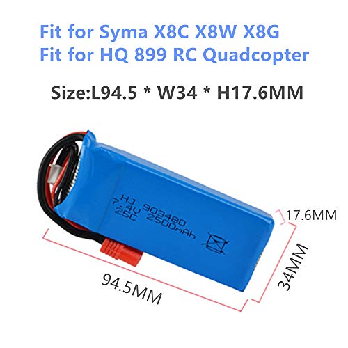 Cbb 7.4V 2500Mah Lipo Battery Banana Plug For Drc-446 Syma X8C X8W X8G Hq899 Rc Quadcopter Parts X8C Battery 2 Pack With Usb Charger #TOP3