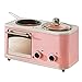Electric 3 in 1 home breakfast machine mini bread 5L toaster oven omelette pan frying pan hot pot boiler food steamer (PINK)
