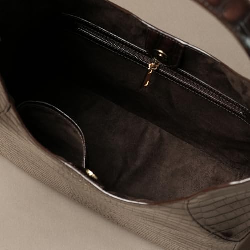 Image of Theater Fudge Shoulder Bag for Women | Structured Faux Leather & Faux Suede Hobo Tote with Magnetic Closure | Spacious Everyday Handbag with Internal Zip Pocket