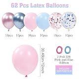 Balony różowe i niebieskie - 60 sztuk niebieskich różowych balonów z metalicznym konfetti, balony na imprezę, dekoracyjne balony z helem na urodziny, wesele, baby shower, 30 cm