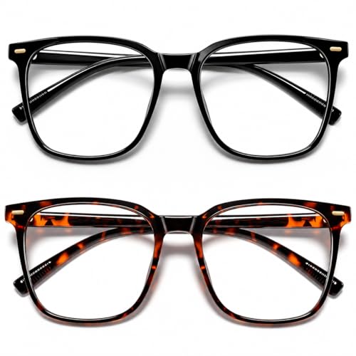 Image of Oversized Square Blue Light Blocking Glasses for Women Men, Anti-Fatigue Computer Monitor Glasses Reduce Eye Strain