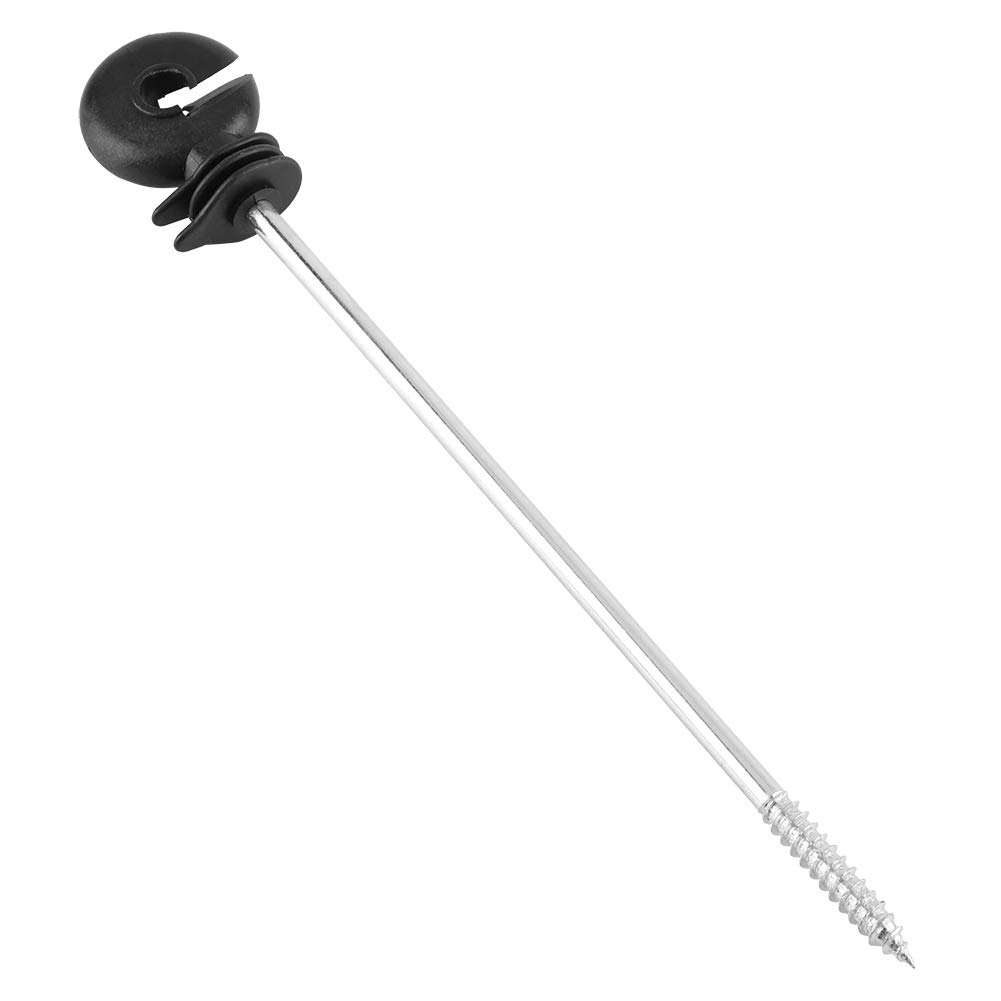 Eacam Längere Elektrozaun-Isolatoren aus Eisen, Schwarze Kunststoff-Elektrozaun-Isolatoren, 100er-Packung, für Holzpfosten
