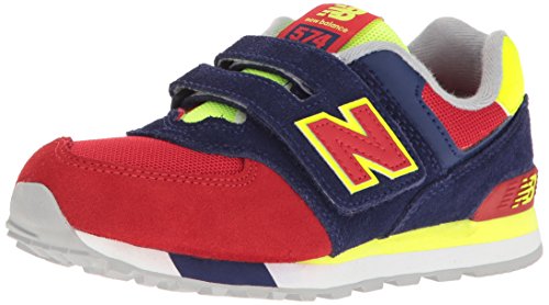 New Balance Kid's 574 V1 Hook and Loop Sneaker, Blue/Red, 9.5 W US Toddler (1-4 Years)
