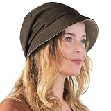 CHARM Sombrero de Sol Algodón Orgánico Para Mujeres - Gorro Reversible Diseno Japones Ajustable Marrón & Beige Gris