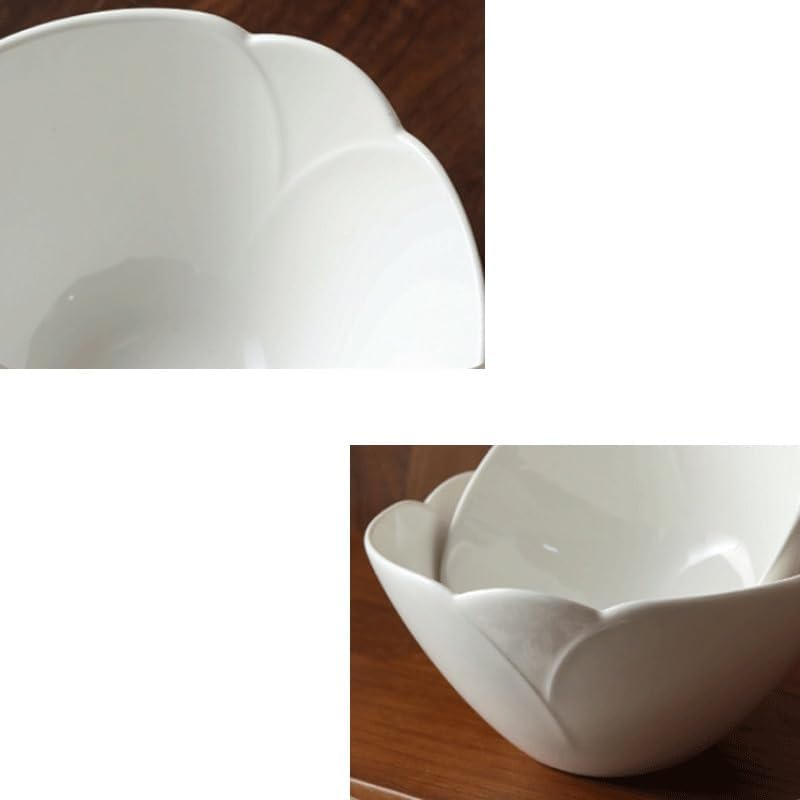 Ceramic Household Large Petal Patterned Soup Bowls Fruit Salad Noodle Stir Fry Dessert