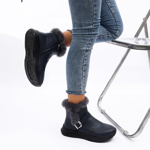 Bottes femme talon compensé bottines à lacets chaudes et légères - 2