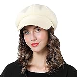 Material: The women newsboy hat made of 70% Acrylic & 30 % Wool, which is high quality material for warmth, durability and comfort. Head circumference: 56-58cm/22-22.8inch. One size fits most people. Classic Newsboy Style: 8-panel crown; center butto...