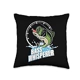 USA bass pro shop fishing tournament champion 8 Patriotic Anglers American Bass Pro Whisperer Fisherman Throw Pillow, 16x16, Multicolor