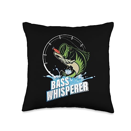 USA bass pro shop fishing tournament champion 8 Patriotic Anglers American Bass Pro Whisperer Fisherman Throw Pillow, 16x16, Multicolor