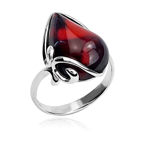 Ian and Valeri Co. Black Cherry Amber Sterling Silver Ring