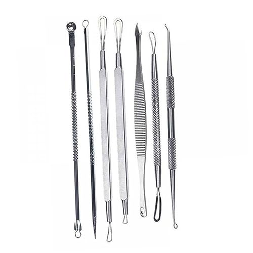 PLAFOPE Blackhead Removal Tool Set 7pcs Acne Extraction Kit Pimple Popping Kit Dark for Face Acne Tools