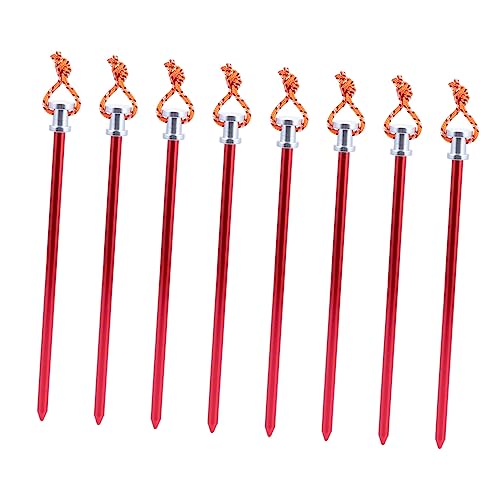 WOONEKY 8PCS Aluminum Alloy Tent Stakes with Rope Durable Outdoor Ground Nails for Camping Hiking and Tarp Setup Lightweight and Portable Tent Accessories