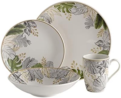 Corona Dinnerware Set 16-pieces Earthenware | Natural | Set de Vajilla 4 puestos | 16 piezas | Ceramica