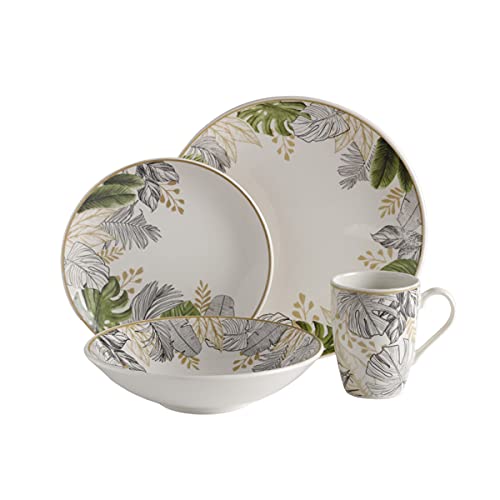 Corona Dinnerware Set 16-Pieces Earthenware | Natural | Set De Vajilla 4 Puestos | 16 Piezas | Ceramica #TOP16