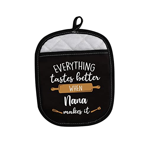 Levlo Best Mother Father Baking Cooking Gifts Everything Tastes Better When Mimi/Grandma/Nana/Papa/Nonna/Gigi Makes It Oven Mitts (Nana) #TOP5