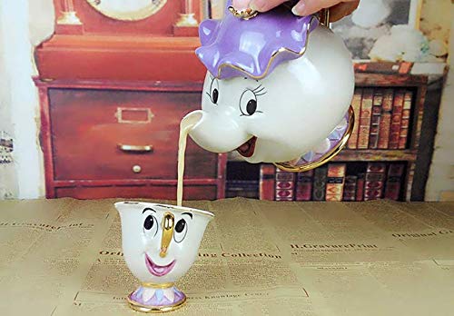 Qvbokay New Cartoon Beauty And The Beast Teapot Mug Mrs Potts Chip Tea Pot Cup One Set Lovely For Girl Home Decorationl #TOP7