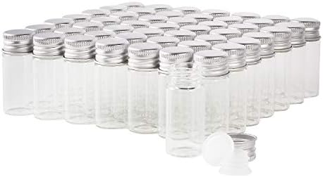 50PCS 10ml Clear Glass Small Vials w/ Aluminum Screw Caps& Plastic Stoppers
