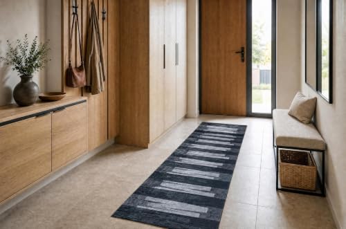 Alfombra antideslizante para pasillo Lotus Veneto 60911, confort de 100x270 cm en color gris moderno 7
