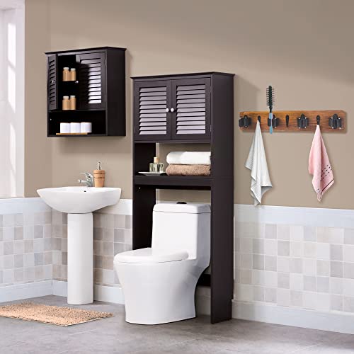 Mop And Broom Holder Wall Mount Solid Wood Broom Rack Wall Mount 4 Positions 3 Hooks For Home, Kitchen, Garden, Tools, Garage Organizing, Cleaning Supplies Organizer Indoor Outdoor #TOP4