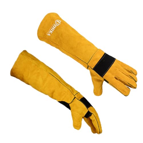 Uzhika Animal Handling Glove Anti Scratch Protective Gloves for Training Dogs Cat Bird Snake Parrot Lizard Wild Animals Reptiles - Bite Resistant Gloves(Yellow)