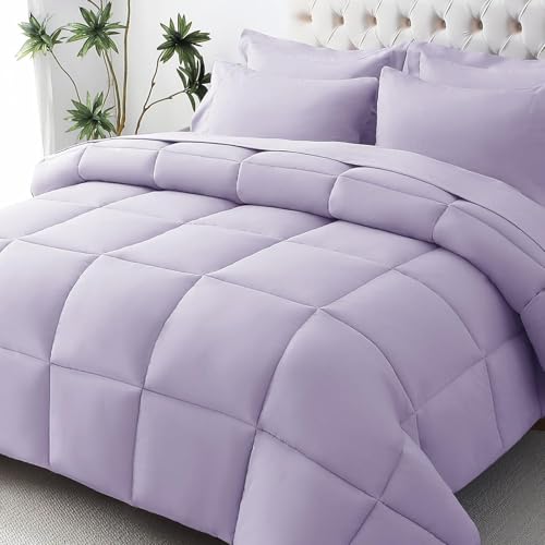 JOLLYVOGUE Full Comforter Set, Ultra-Soft Bed in a Bag Full Size 7 Pieces, Oeko-TEX Certified Bedding Set with Down Alternative Comforter, Sheets, Pillowcases & Shams, Lavender by JOLLYVOGUE - Used condition - US$45.49